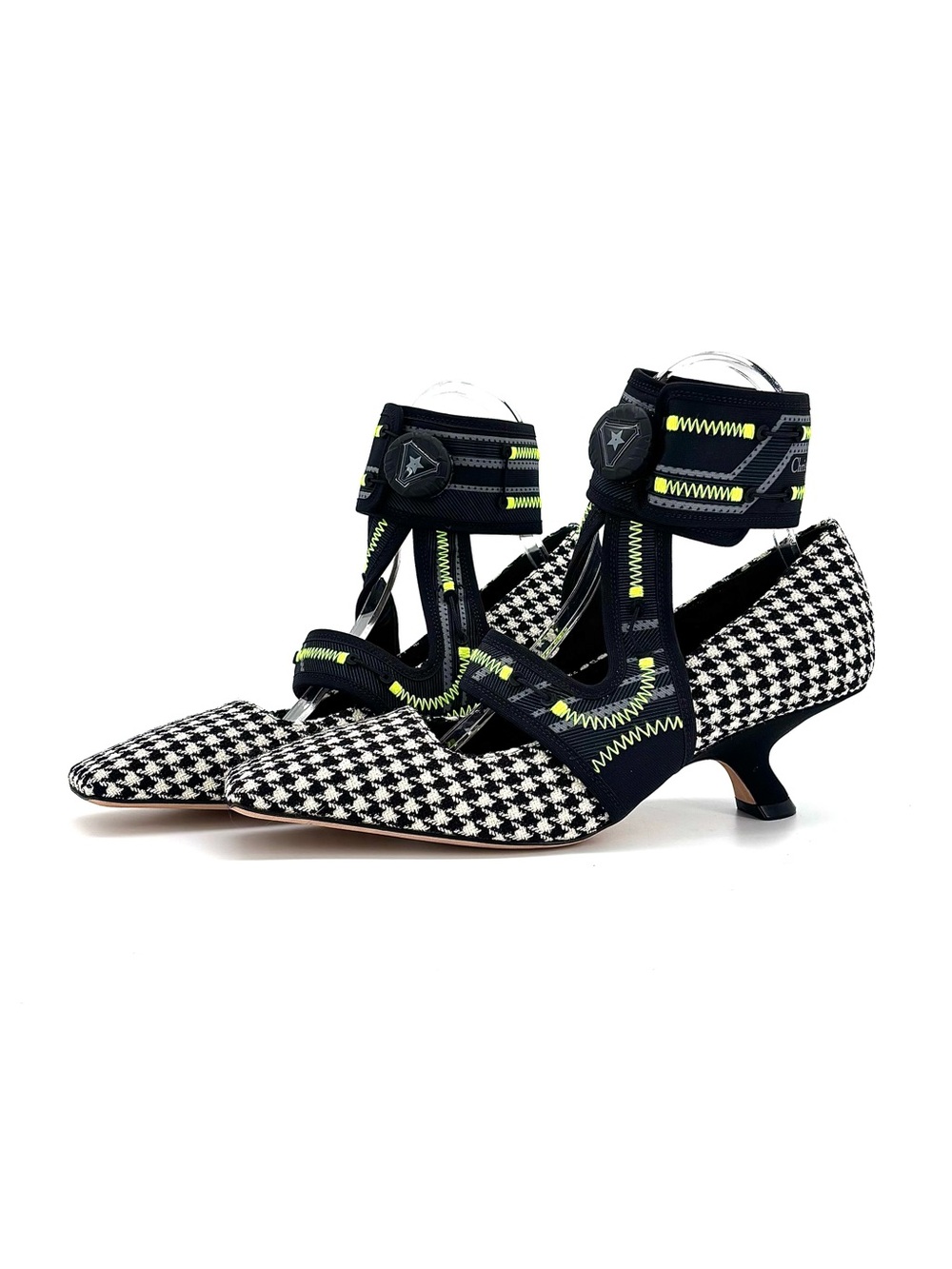 Dior X Roger Vivier Houndstooth 62-22 Kitten Heel Maryjane Pumps 36.5